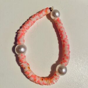 Pink Beaded Bracelet with Pearl Accents